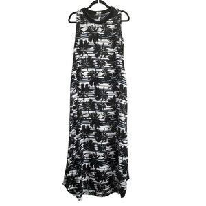 L'AGENCE Palm Tree Striped Maxi Dress Sleeveless Crewneck Womens Size XS